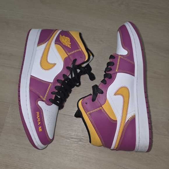 Nike Air Jordan 1 Mid Familia Day Of The Dead Sneakers Purple Men Size 10.5 - Picture 2 of 10